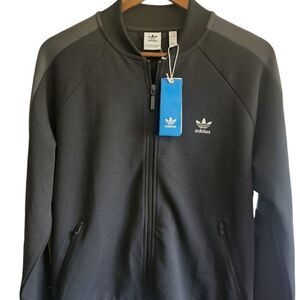 Adidas Women's Black and Gray Track Top Zip Front Jacket Size Medium